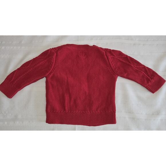 Baby Gap Red Cable Knit Sweater SIZE 12-18 Months Fisherman Chunky Knit Kids Top - Picture 3 of 9